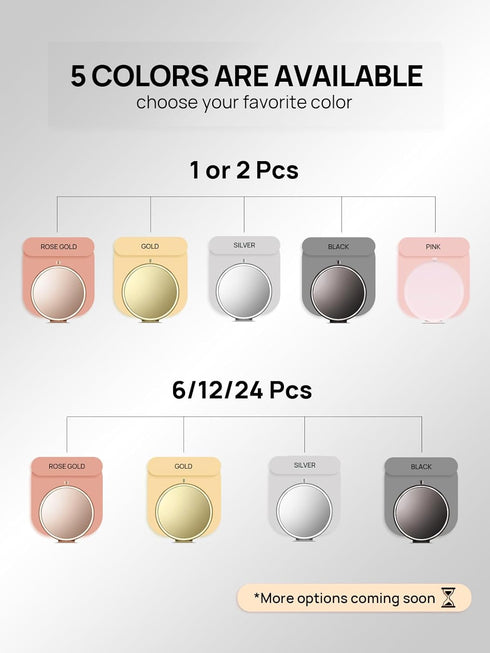 Compact Mirror for Purse, Double-Sided 1X/2X Magnifying Metal Pocket Makeup Mirrors(Round, Silver)...