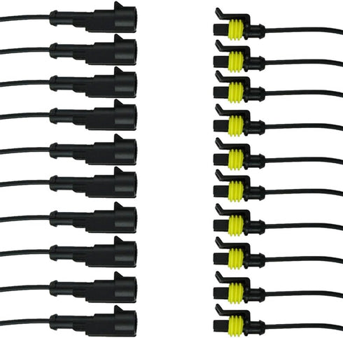 ESUPPORT 1 Pin Way Car Auto Waterproof Electrical Connector Plug Socket Kit with Wire AWG Gauge Marine Pack of 10...