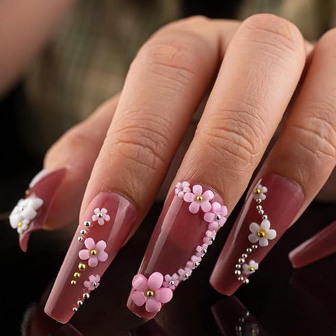 12 Grid 3D Acrylic Colorful Flowers Nail Art Pearl Designs Nail Art Supplies DIY Nail Art Accessories for Women ,1 Nie Zi...