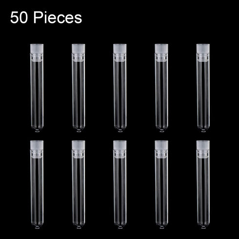 Hicarer 50 Pieces Clear Plastic Test Tubes 12 by 75 mm with Push Caps, 5 ml...