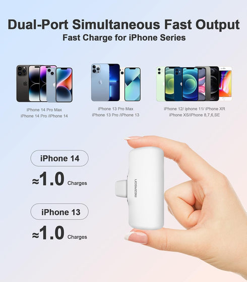 Small Portable Charger for iPhone,5000mAh Mini Power Bank with Built in Cable/Metal Stand,External Cute Battery Pack Compatible with iPhone 14/13/...