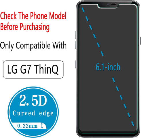 HPTech 2-Pack Compatible for LG G7 ThinQ Screen Protector Tempered Glass, 9H Hardness, Bubble Free, Case Friendly...