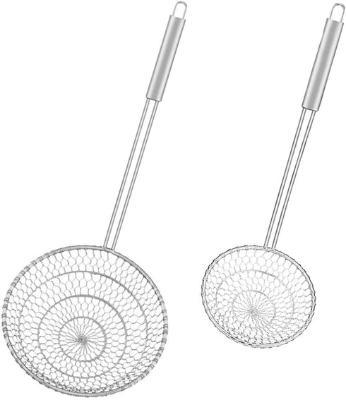 Best Utensils Asian Kitchen Stainless Steel Spider Strainer Professional Wire Skimmer with Spiral Mesh (7-Inch Strainer Basket)...