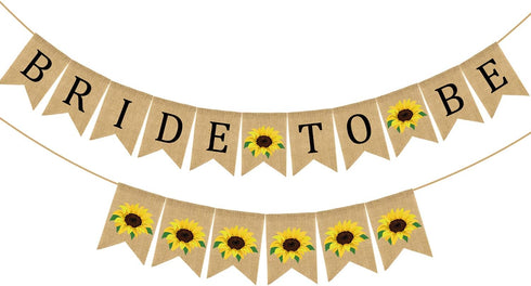 Doumeny Bride to Be Burlap Banner Rustic Sunflower Bunting Garland Bridal Shower Party Banner Jute Wedding Bunting Banner for Bachelorette Engagem...