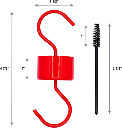 Large Ant Moat for Hummingbird Feeders, Metal Bird Feeder's Hook - Ant Guard for Bird Feeders, Plant Baskets, Bird Houses - Red Color (2 Ant Moats...