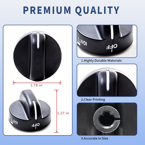 4Pcs 8273103 Gas Range Burner Knob Black Replacement Part Fit for Whirlpool Range Stove, Replaces AP6012363, 8273107, 8273111, ER8273103, Not Univ...