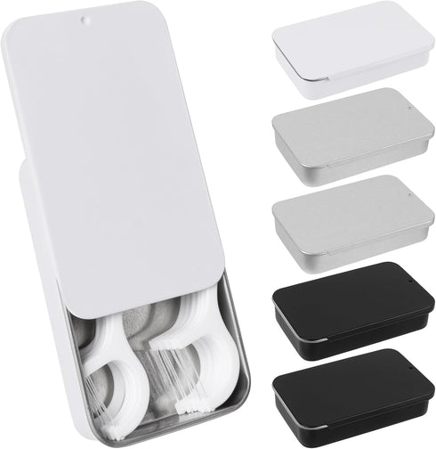 6 Pack Portable Dental Floss Case, Metal Sliding Dental Pick Dispenser, Refillable Travel Floss Pick Organizer Case for for Teeth Cleaning...