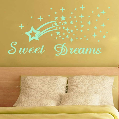 121Pcs Glow in The Dark Ceiling Wall Stickers Stars and Words - Sweet Dreams - Glowing Wall Decor for Kids Nursery Bedroom Living Room...