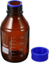 PATIKIL 500mL Reagent Media Bottle, 1Pcs Round Graduated Glass Storage Bottle Blue Screw Cap for Chemistry Lab Universities Home, Amber...