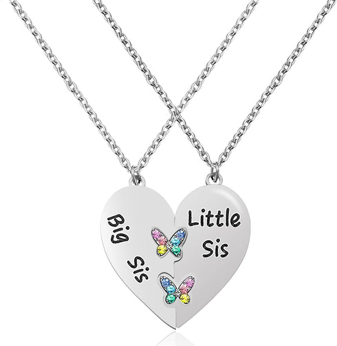 MJartoria Best Friend Necklaces BFF Necklace for 2 Friendship Valentines Day Gifts Matching Heart Pendant Necklace Best Friends Forever (Silver, B...