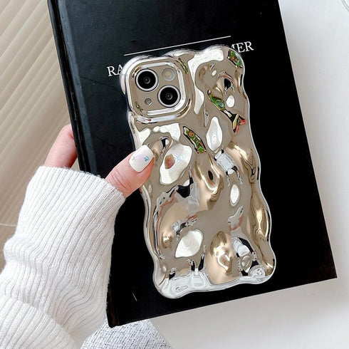 Girly Case for iPhone 11 Silver Plating Curly Wave Frame, Cute Woman Case for iPhone 11 Meteorite Shape, Shockproof Case for iPhone 11 Kawaii Bubb...