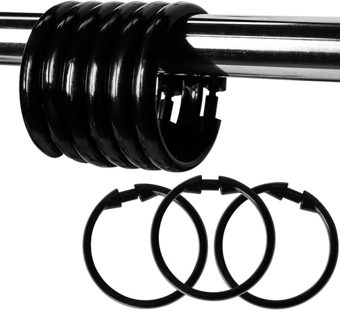 Premium Plastic Shower Curtain Rings Shower Curtain Hooks Gliding on Standard Shower Rods Easy Snap Closure (O Shape,Black,12Pcs)...