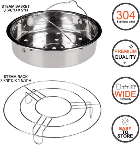 Secura Stainless Steel 6-quart Electric Pressure Cooker Steam Rack Steamer Basket Insert Set...