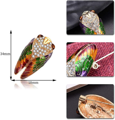 Cicada Brooch Insects Rhinestone Fashion Charms Jewelry Badge Banquet Scarf Pins...