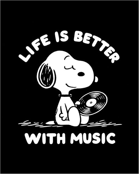 Posterizer 1 pcs-Life Is Better With Music-Snoopy Quotes-Kids Room Art-Gift for Girls, Boys, Teens-Gift for Daughter, Son, Kids-decor for Boys, Te...