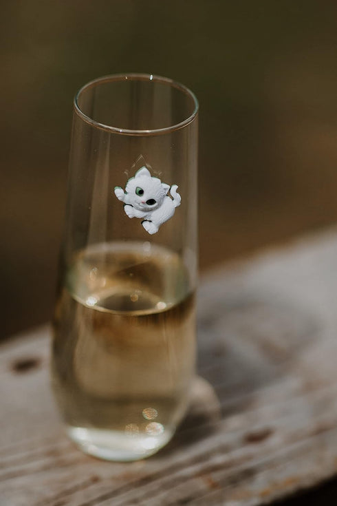 Cat Wine Charms or Drink Glass Markers - Magnetic - Great Birthday or Hostess Gift for Cat Lovers - Set of 6 Cute Kitty Glass Identifiers...