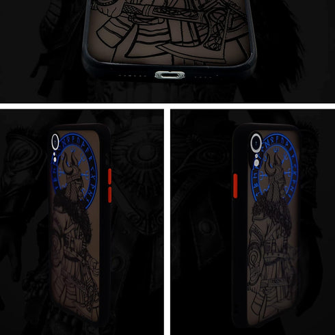 Cool Viking Phone Case with Viking Warrior 3D Embossed Compatible for iPhone XR Clear Frosted Trendy Phone Case......