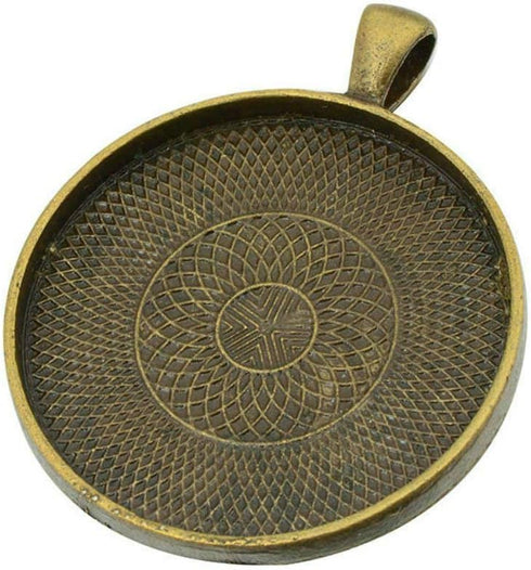 AKOAK 20 Pieces 35mm Diameter Antique Bronze Round Pendant Trays Pendant Blanks Cameo Bezel Cabochon Settings for Photo Charm or Cabochon...