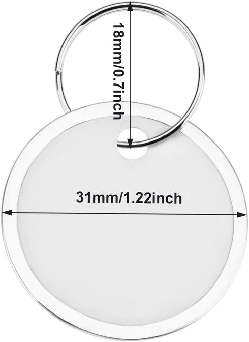 100 Pieces White Key Tags Metal Key Tags Round Paper Key Tags with Split Rings (31mm, White)...