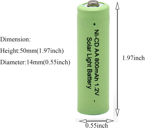 QBLPOWER Ni-CD AA 800mAh 1.2V Rechargeable Battery for Solar Outdoor Lights Lamp Garden Yard Lawn(8 Pieces)...