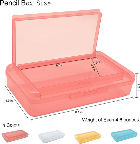 1 PCS Pencil Box,Double Layer Large Capacity Pencil Box,Translucent Plastic Hard Pencil Box, with Snap-tight Lid Stackable Pencil Box, Pencil Box ...