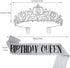 VELSCRUN Tiara for Women Silver, Happy Birthday Queen Tiara, Crown for Girls with Birthday Girl Sash, Crowns for Women with Rhinestone...