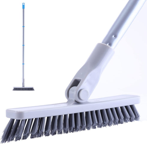 Grout Brush with Long Handle - Heavy Duty Grout Cleaner Brush for Tile Floors, Swivel Stiff Bristles Grout Scrubber Cleaning Tool, Floor Scrub Bru...