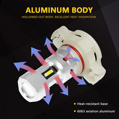 PHINLION 3800 Lumens 5201 5202 LED Fog Light Bulb Super Bright CSP PS19W PS24W 12085 12086 Car Truck Fog Bulbs DRL Daytime Running Lights Lamps, 6...