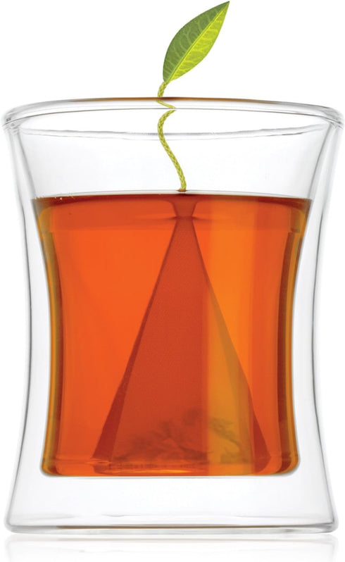 Tea Forte Poom Double Wall Glass 10 ounce Tea Cup for Hot or Iced Tea...