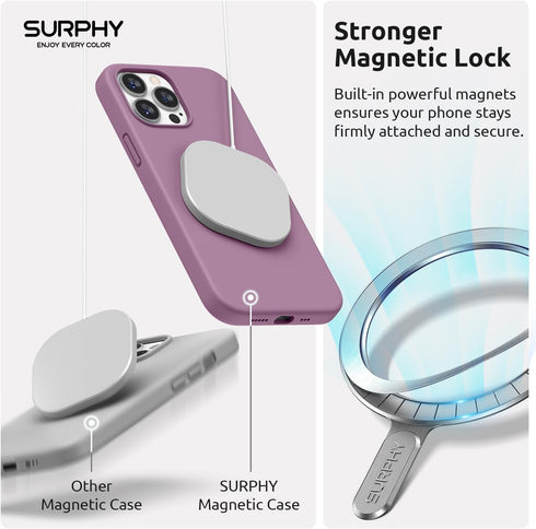 SURPHY (4 in 1 Designed for iPhone 14 Pro Case (6.1 inch, 2022), with 2 Pack Screen Protector + Camera Cover, Liquid Silicone Phone Case (Lilac Pu...