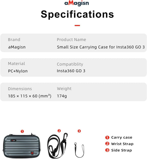 Mini Storage Case Waterproof Carrying Case for Insta360 GO 3? Removable Inner Tray, Compatible GoPro Collection Hero 11 10 9 8 7 6, I n s ta360 Co...