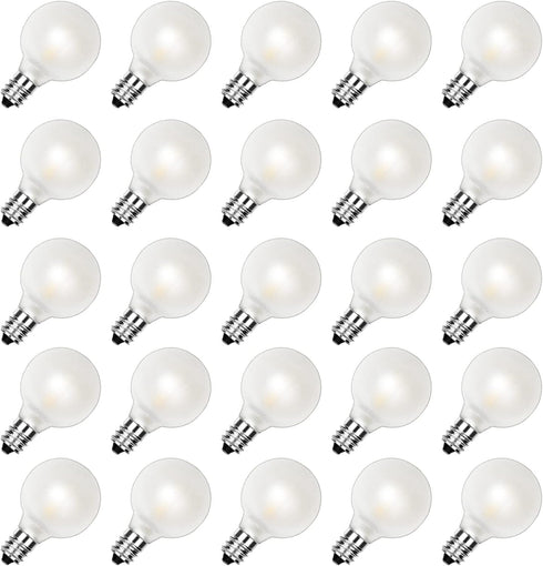 G40 Led Frosted White Replacement Light Bulbs, E12 Led Candelabra Globe Light Bulbs, 1.5 Inch Frosted String Lights Bulbs for Indoor Outdoor, 0.6 ...