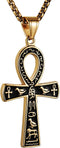 HZMAN Stainless Steel Large Ankh Cross Pendant Ancient Egyptian Hieroglyphic Symbol 22+2 Inch Chain...