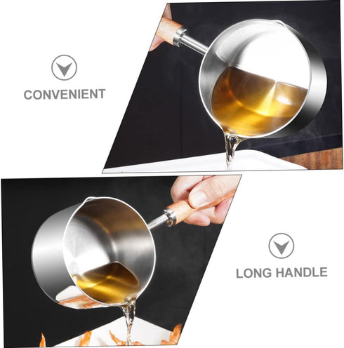 Oil Pan Casserole Pot Sauce Pan Reusable Sauce Pot Cooking Pot Stew Pot Soup Pot Ramen Pot Pasta Pan Dipping Pot Saucepans Coffee Chocolate Stainl...