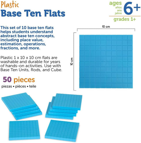 Learning Resources Plastic Base Ten Flats, 10 Piece...