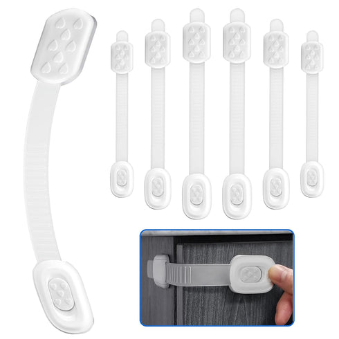 Child Safety Cabinet Locks(6 Pack) Child Proof Cabinet Locks with Adhesive for Fridge, Cabinets, Drawers, Dishwasher, Toilet Safe Material No Dril...