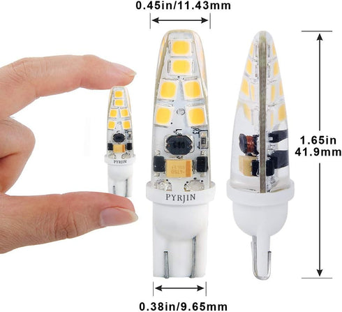 PYJR T10 Wedge Base Led Bulbs 12v Low Voltage Landscape, Ac/Dc 12V, 2W 200Lm, 3000K Warm White, for Landscape Pathway Lighting, Deck Stair, Step, ...
