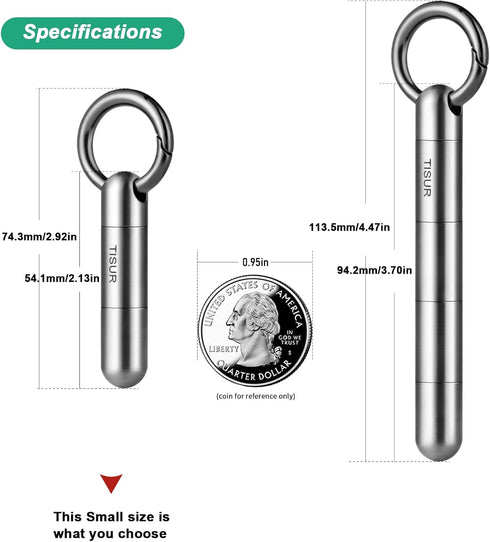 Small Keychain Pill Holder.TISUR Titanium Pill Case Waterproof Pill Fob for Travel Purse Pocket Pill Container Box,Small Pill Organizer...