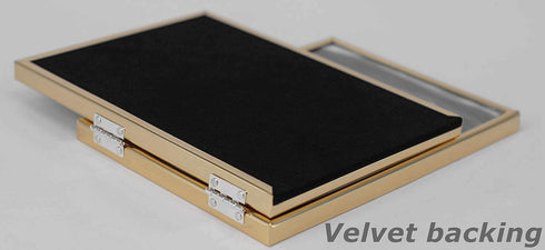 Vertical Horizontal Combo- Double 4 by 6 Inch Metal Folding Picture Frames-(1 Landscape and 1 Portrait Style) (Modern gold)...
