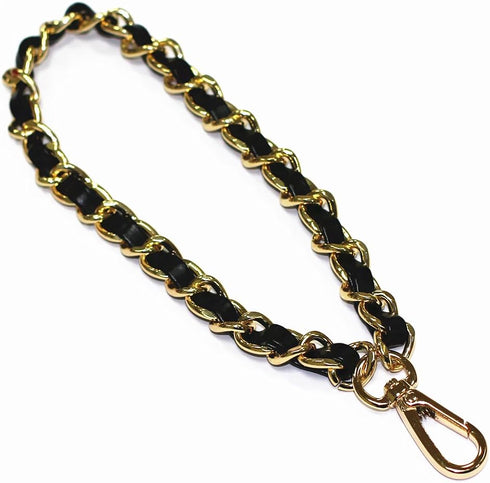 Model Worker 47" Leather Iron CrossBody Chain Strap With 8" Leather Iron Chain Wrist Strap - Handbag Chains Purse Straps...