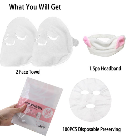 Holes Towel Mask Reusable Face Towel Mask Cold Hot Compress Facial Steamer Moisturizing Beauty Skin Care Spa Towels for Estheticians Skin Care, 10...