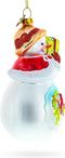 Snowman with Red Cardinals Holding a Gift Blown Glass Christmas Ornament...