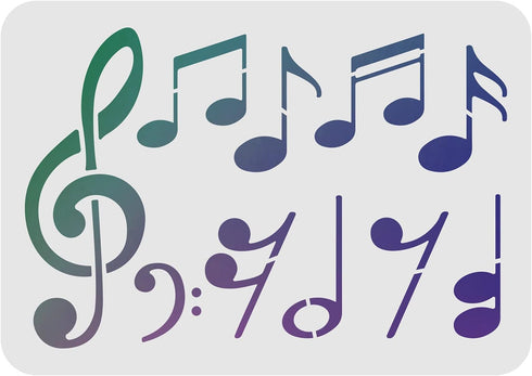 FINGERINSPIRE Music Note Stencil 29.7x21cm Plastic Music Note Drawing Painting Stencils Rectangle Reusable Notes Stencils for DIY Music Theme Craf...