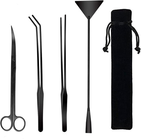Aquarium Scissor Tweezers Spatula Tool - 4 in 1 Stainless Steel Aquatic Plants Aquascaping Tools Set for Fish Starter Kits & Aquariums Tank(Black)...