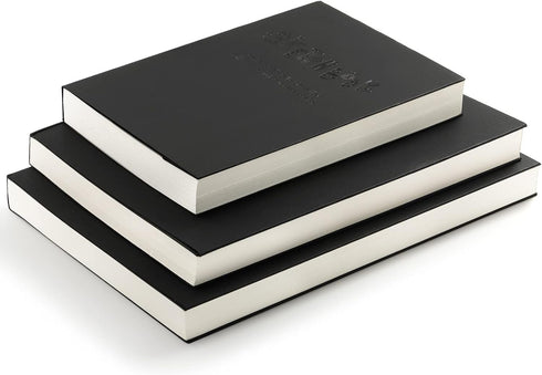 Elsjoy Set of 3 Sketchbook & Drawing Notebook, A5/A4/B5 Blank Sketch Book Travel Journal Notebook with Thick Paper for Drawing & Sketching, Black,...