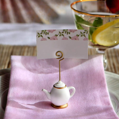 Kate Aspen, Place Card Holders, Tea Time Whimsy, Teapot and Teacup, Place Cards Included, Set of 6,Pink...