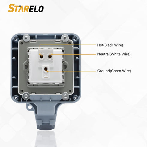 STARELO 15Amp Single outdoor socket waterproof socket, wall power socket, IP66 125V 1group switch socket cover, outdoor weatherproof wall plug soc...