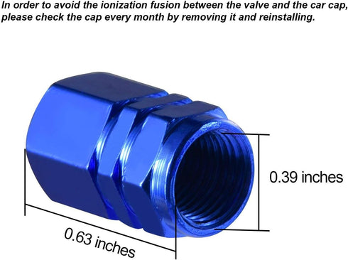 EBOOT 8 Pieces Tire Stem Valve Caps Wheel Valve Covers Car Dustproof Tire Cap, Hexagon Shape (Blue)...