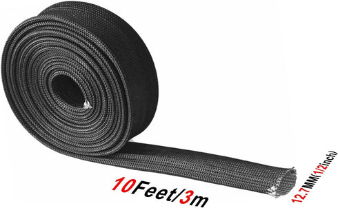 Fiberglass Hose Heat Shield Sleeve Spark Plug Wire Heat Protector Boots Auto Hose Roll 2500 Degree for Car&Auto Wire Loom Brake Line Cable (Black ...