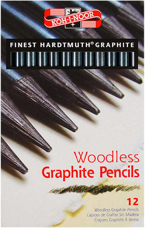Koh-I-Noor Progresso Woodless Graphite Pencil Set, 6 Degrees, 2 Pencils Per Degree, 12 Pencils (FA8911.12)...